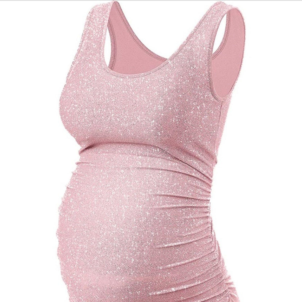Sparkly maternity pink dress